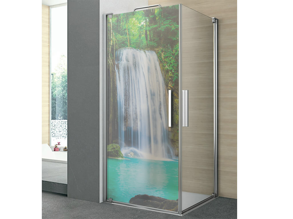 Folie geam cabină duş, Folina, sablare cu model cascadă tropicală, rolă de 100x210 cm