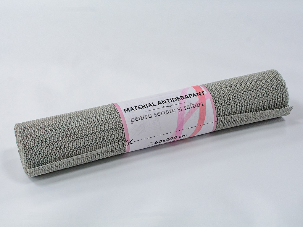 Material protecţie antialunecare gri, Folina 8600, pentru sertare si rafturi, rolă de 60 cm x 5 metri