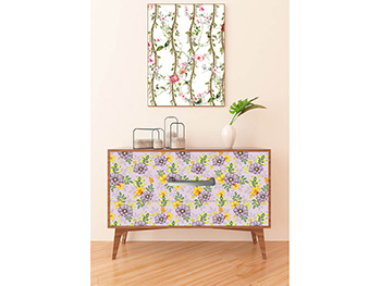 Autocolant mobilă decorativ, Folina, model floral lila, rola de 60x200cm