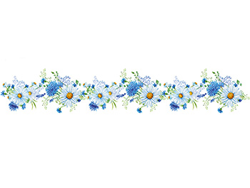 Set 3 bucăţi bordură decorativă autoadezivă, Folina, margarete şi flori albastre, 17x200 cm