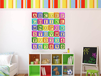 Stickere Cuburi Alfabet şi Numere, Folina, autoadeziv, multicolor