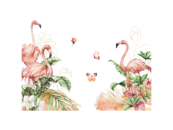 Stickere flori exotice şi păsări flamingo