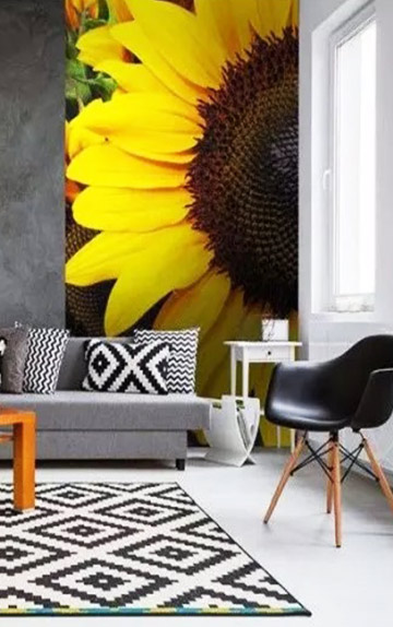Decor plin de culoare cu stickere, autocolant şi decoraţiuni cu tematică floarea-soarelui