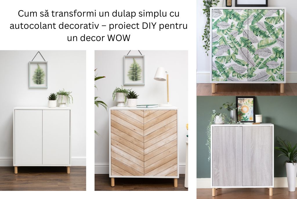 Cum să transformi un dulap simplu cu autocolant decorativ – proiect DIY pentru un decor WOW