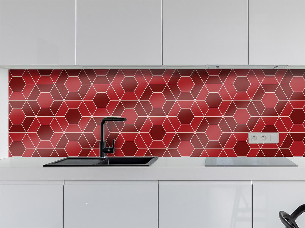 Autocolant perete imitaţie faianţă decorativă, Folina, hexagoane vişinii, rolă de 60x200 cm