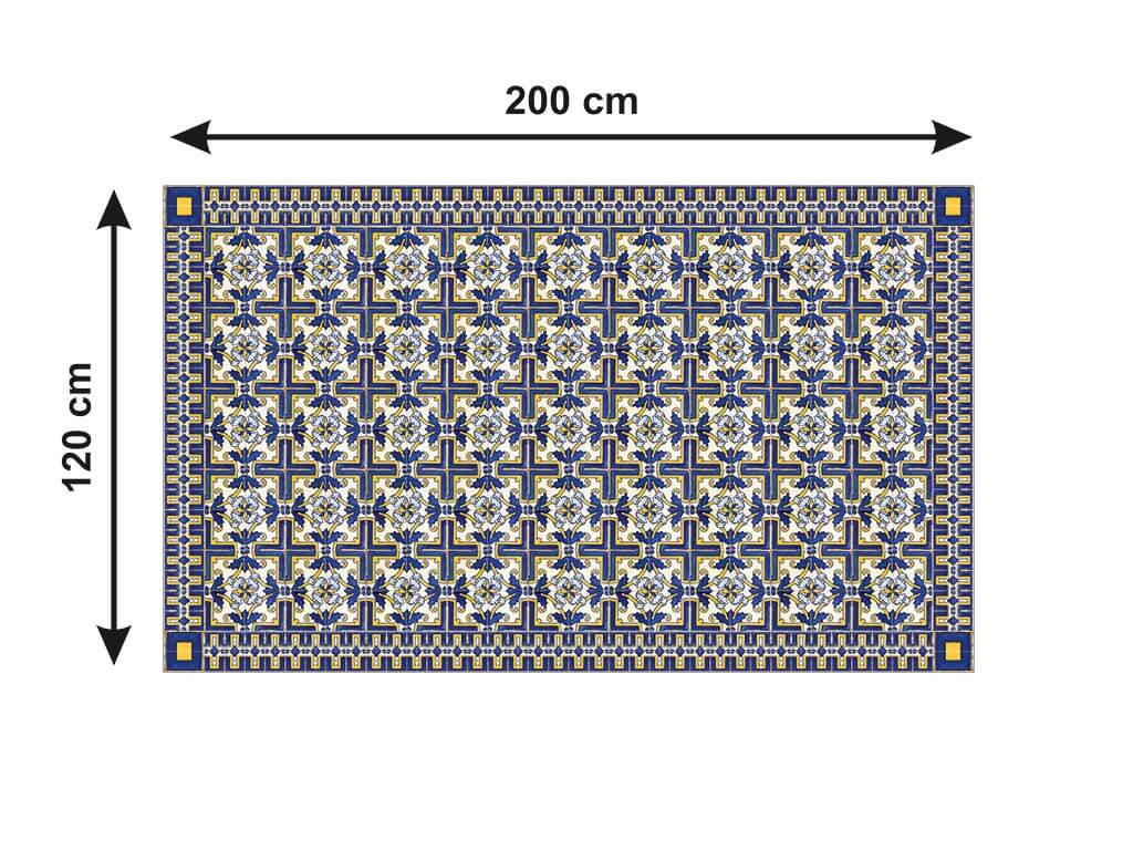 Autocolant gresie şi podele, Folina, model pătrate albastre, rolă de 200x120 cm 