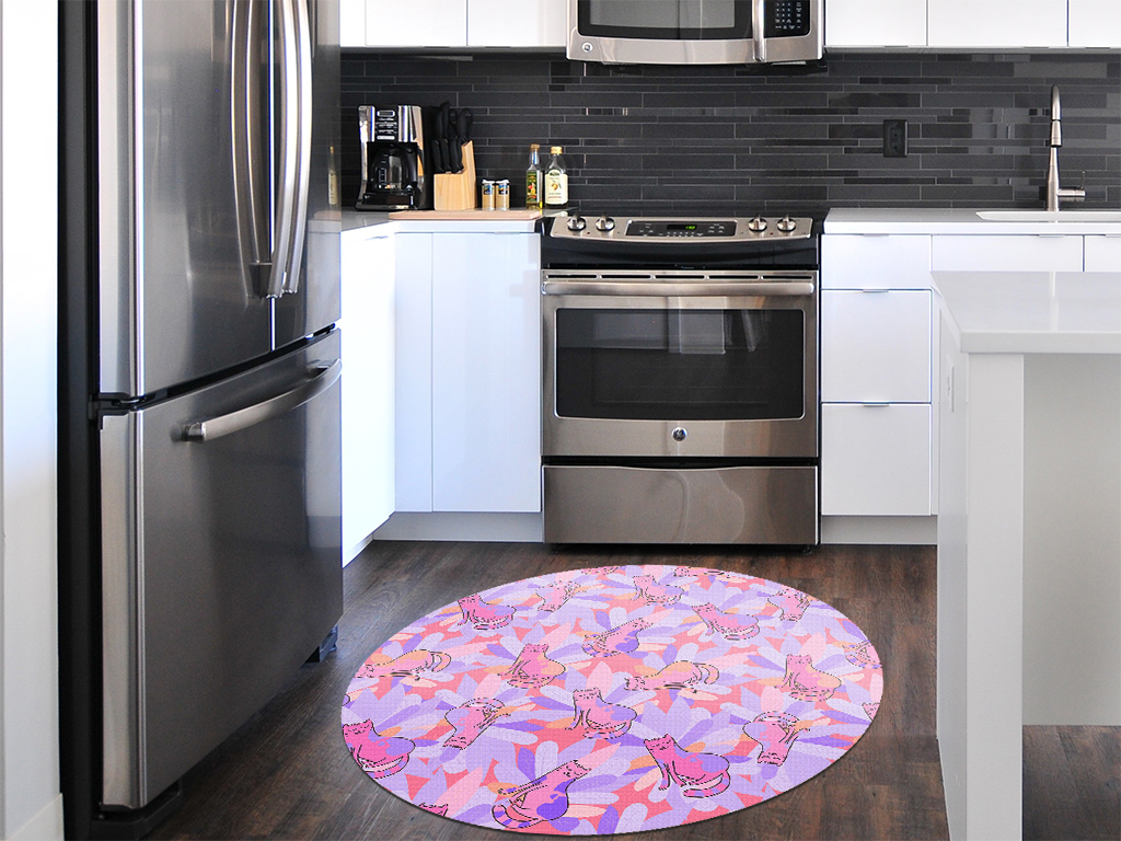 Covor-antiderapant-pentru-animale-de-companie-model-pisici-violet-linoleum-antiderapant-rotund-2-6565