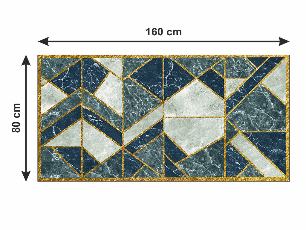 Covor antiderapant pentru hol și terasă, din pvc, model Geometrik, linoleum antiderapant la rolă de 80x158 cm