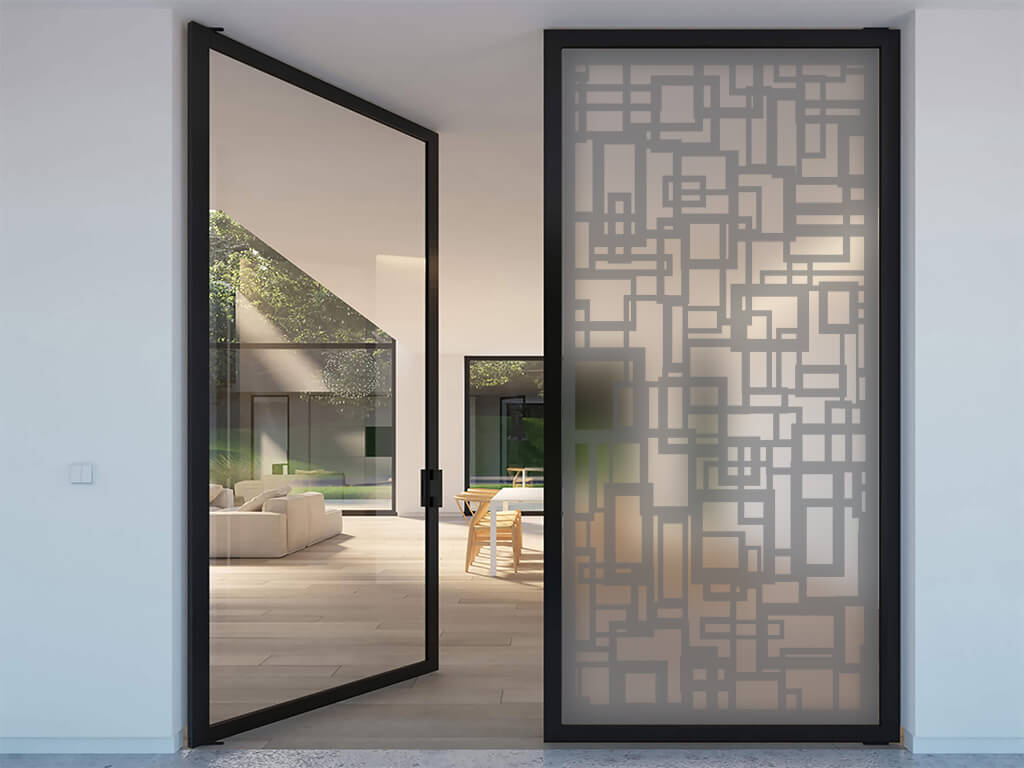 Folie sablare Cubism 2, Folina, model geometric, pentru uşi din sticlă, rolă de 100x210 cm