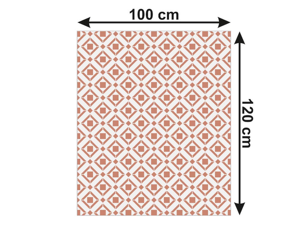 Folie geam autoadezivă Copper Squares, Folina, transparentă cu model geometric portocaliu, 122 cm lăţime