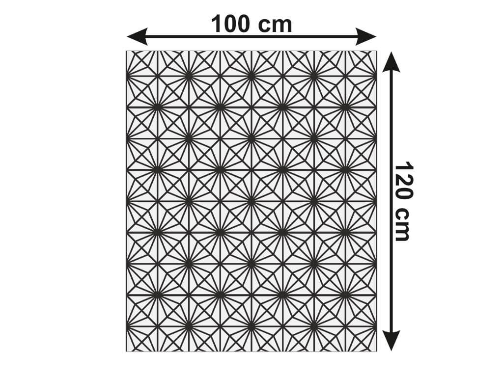 Folie geam autoadezivă Squares, Folina, rtransparentă cu model geometric negru, 122 cm lăţime