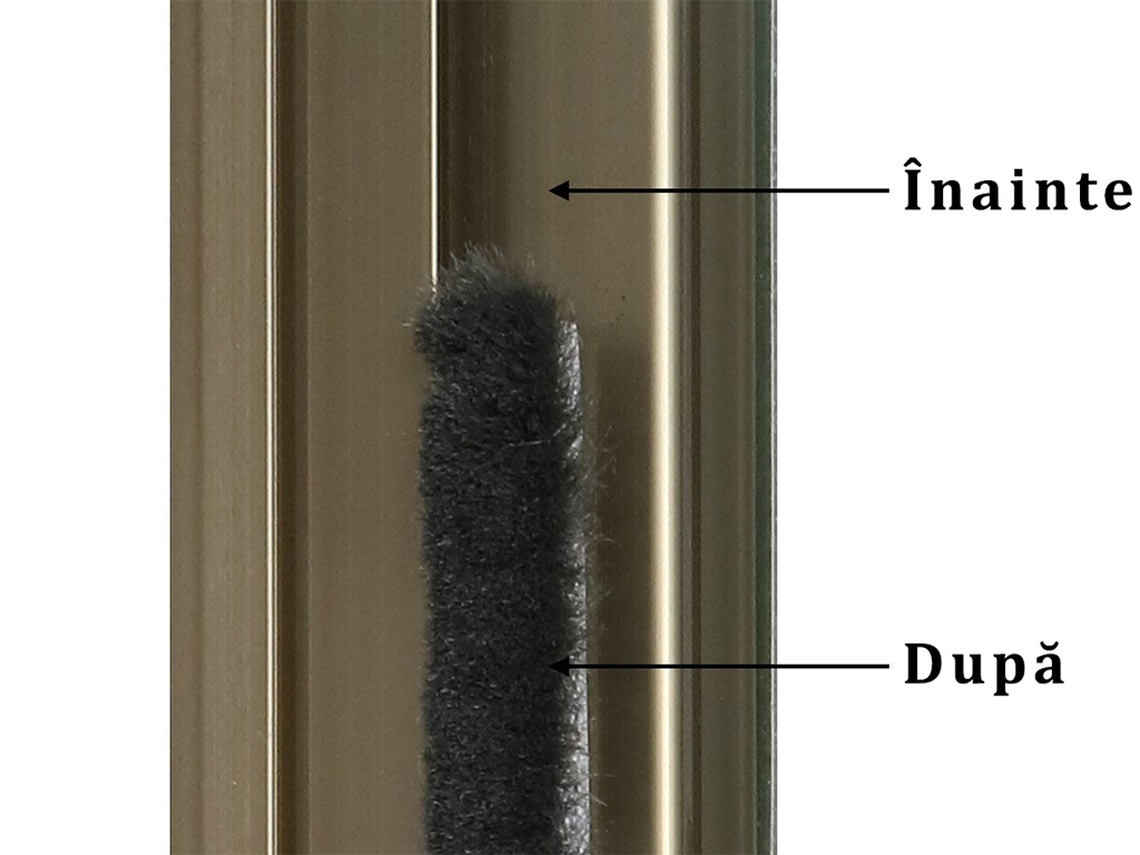Express Treble Chewing gum Bandă autoadezivă tip perie, pentru etanșare ferestre, uși glisante,  dressing-uri, rolă de 5m