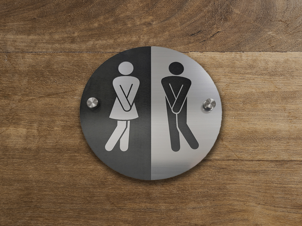 Plăcuță indicatoare pentru toaletă,din bond dimensiune 15x15 cm, distanțiere incluse