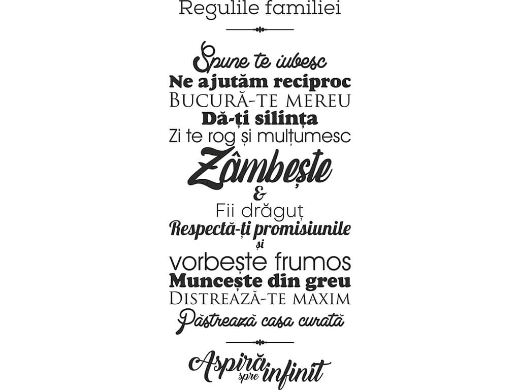 Sticker perete Regulile familiei, Folina, Negru, 145x65cm