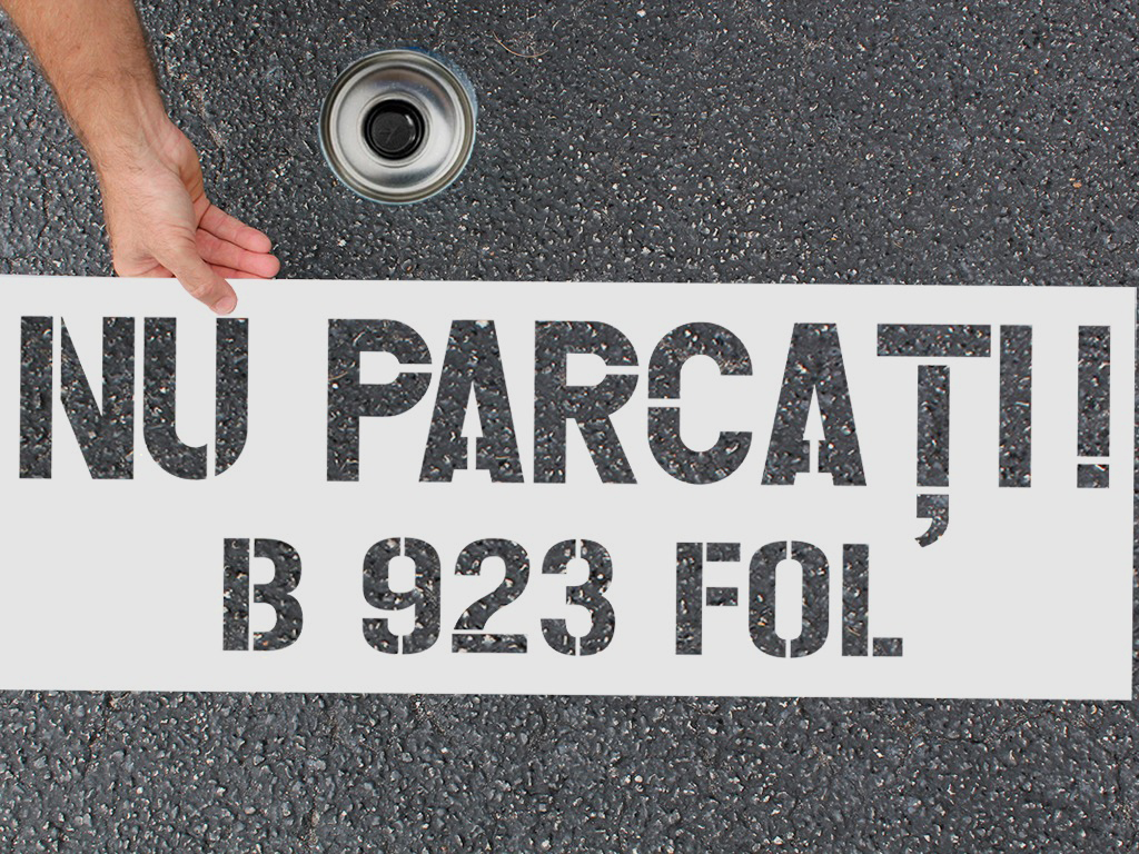 Șablon semnalizare Nu Parcați, cu număr personalizat, dimensiune 36x100 cm