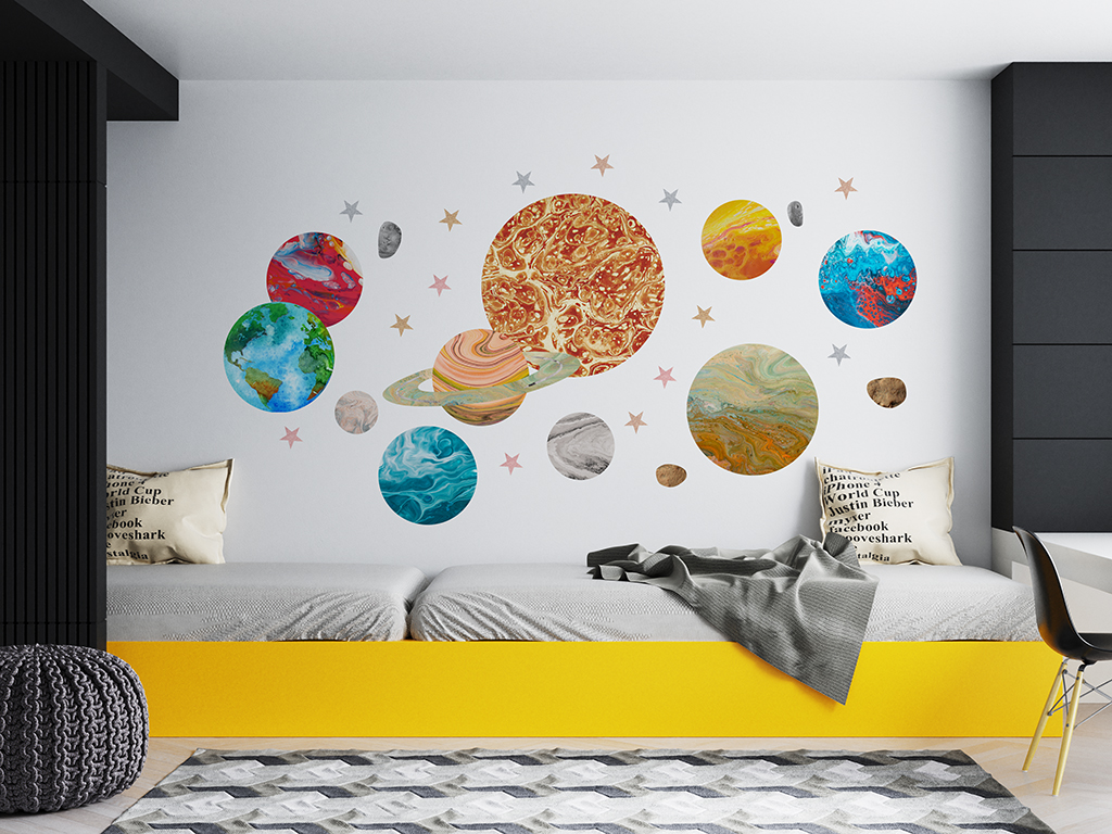 Set stickere cu planete, planșă 133 x 120 cm
