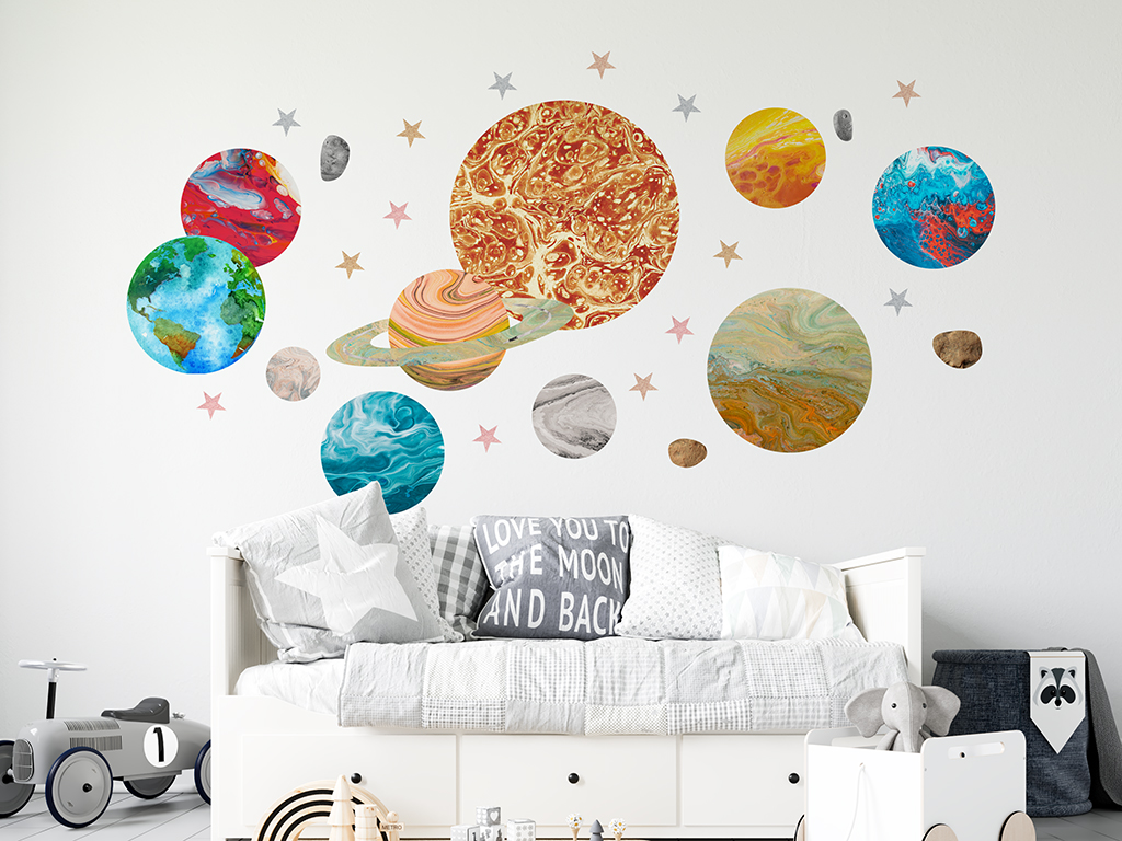Set stickere cu planete, planșă 133 x 120 cm