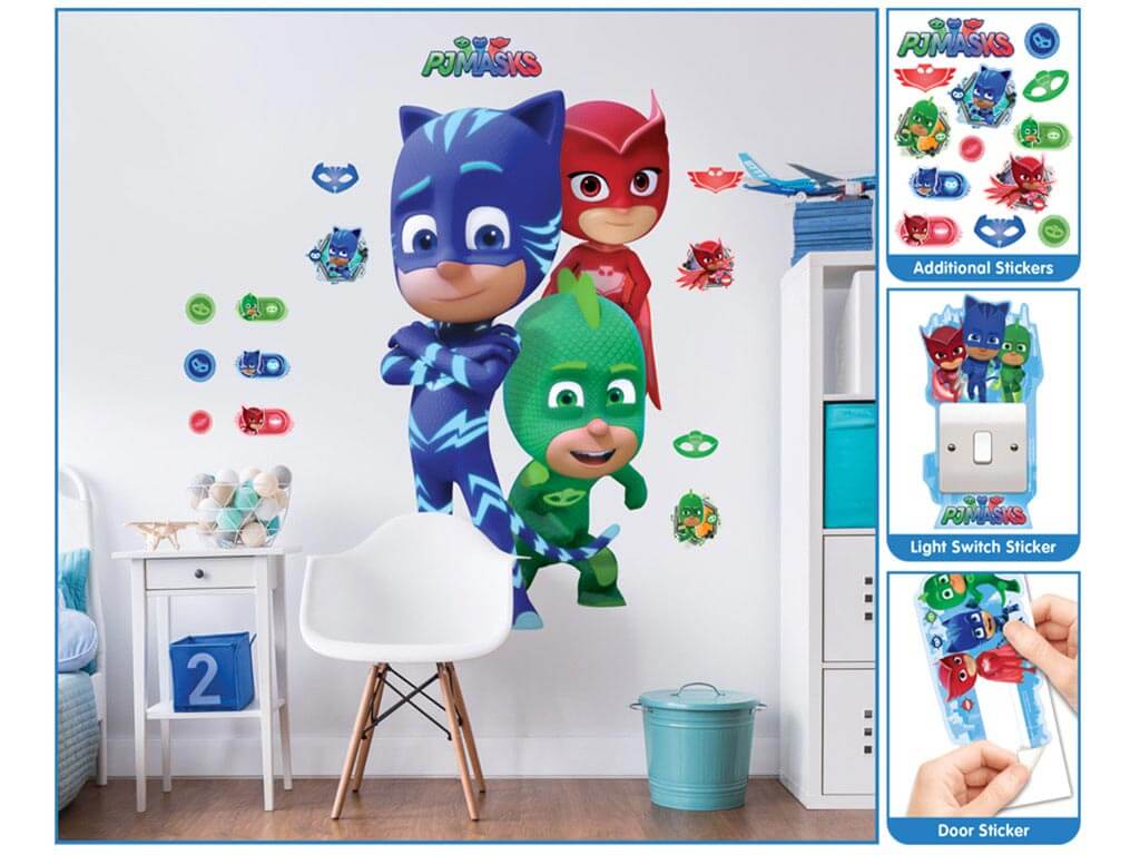 Got ready Petrify refrigerator Mega Sticker Eroi in pijama PJ Masks, Stickere copii, Folina