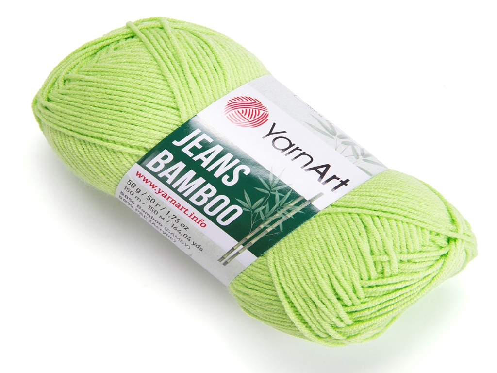 Fir textil Yarn Art Jeans Bamboo verde lime 136, pentru tricotat