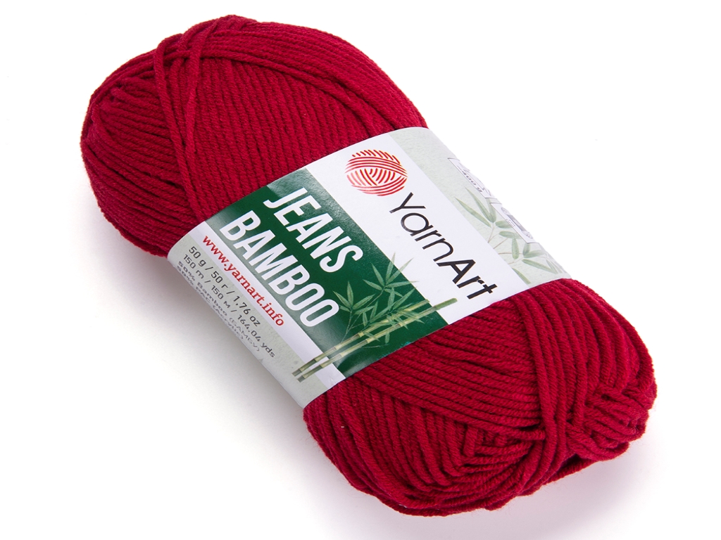 Fir textil Yarn Art Jeans Bamboo rosu inchis 145, pentru tricotat