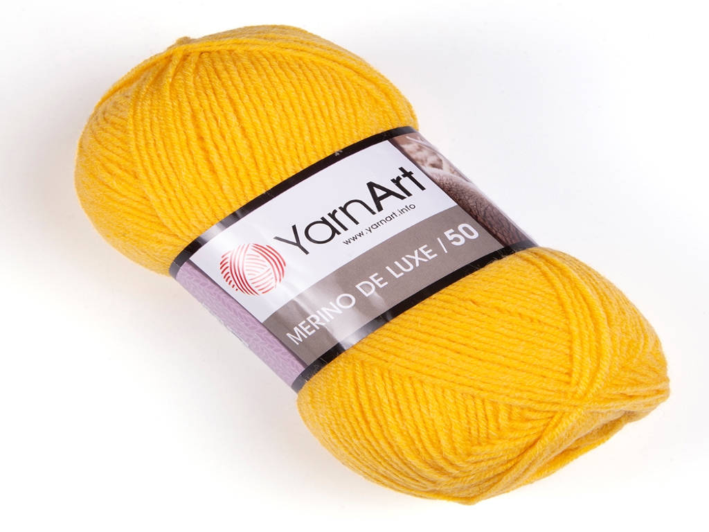 Fir textil Yarn Art Merino De Luxe galben 586, pentru tricotat