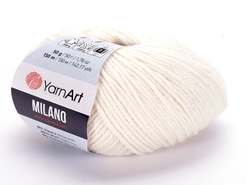 Fir textil Yarn Art Milano alb unt 852, pentru tricotat