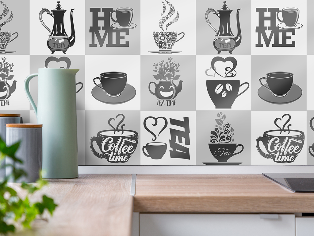 Autocolant faianţă decorativă Coffee Break, Folina, autoadeziv, gri, rolă de 67x200 cm