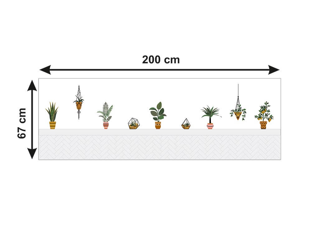 Autocolant perete, Folina, ghivece cu plante, 67x200 cm