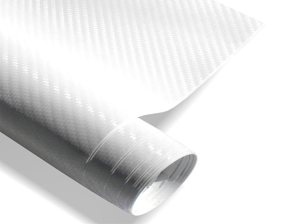 Autocolant alb carbon 3D, Folina, aspect mat, cu tehnologie de eliminare bule aer, rolă de 152x200cm