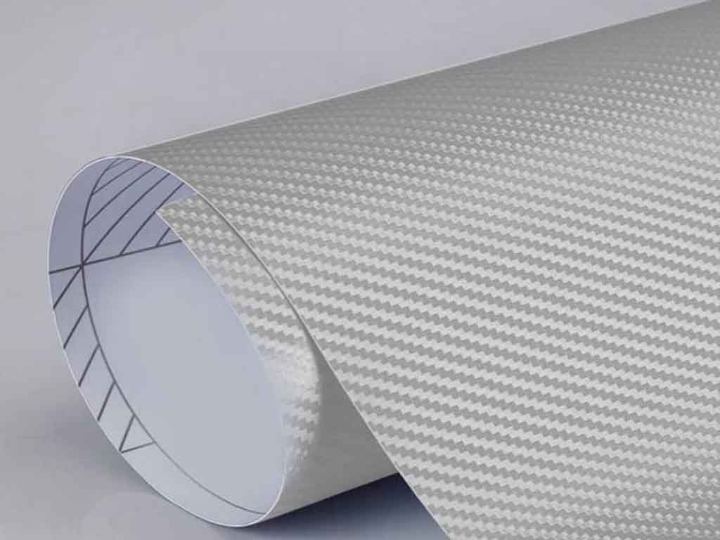 Autocolant argintiu carbon 3D, Folina, aspect mat, cu tehnologie de eliminare bule aer, rolă de 152x200 cm