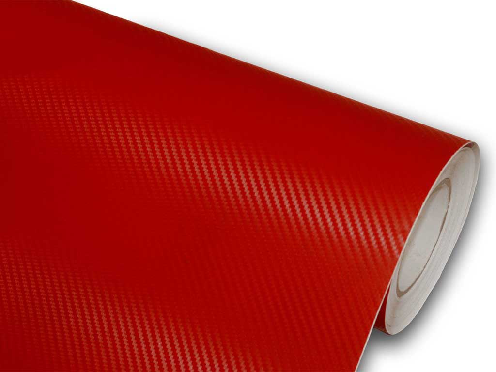 Autocolant roşu carbon 3D, Folina, aspect mat, cu tehnologie de eliminare bule aer, rolă de 152x200 cm