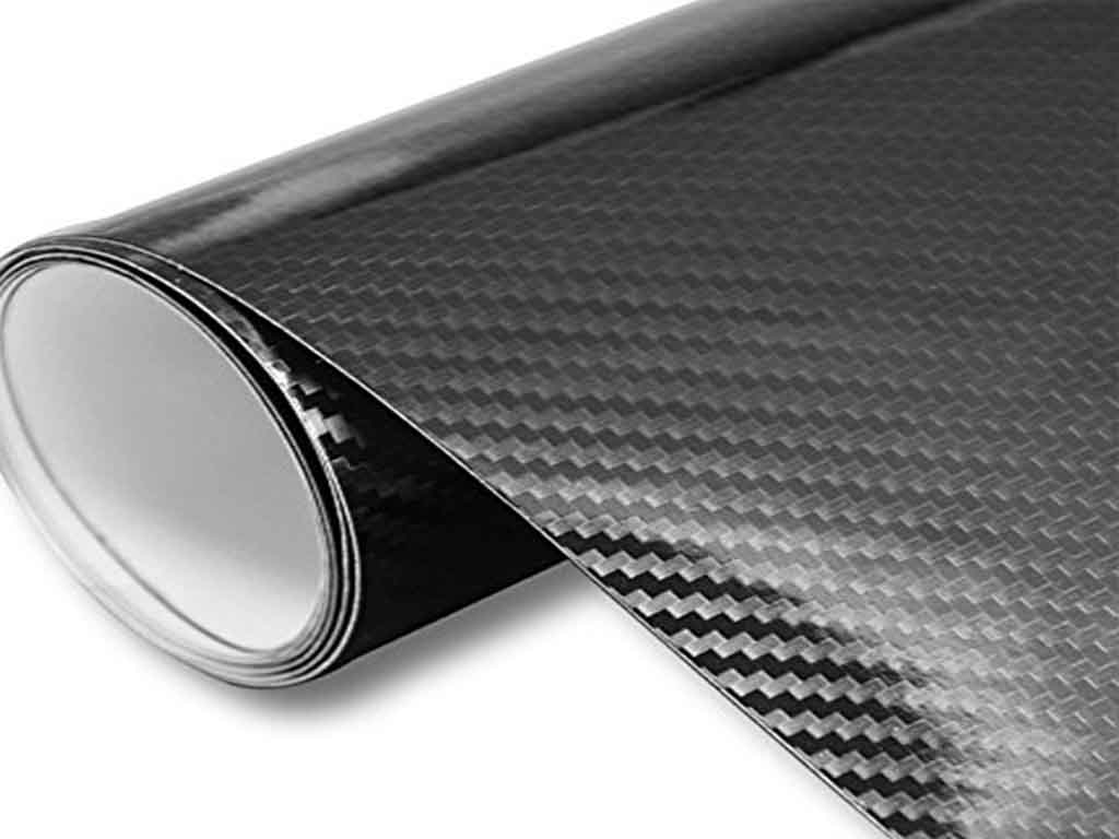 Folie carbon 5D negru lucios, material bubblefree, rolă de 152x200 cm