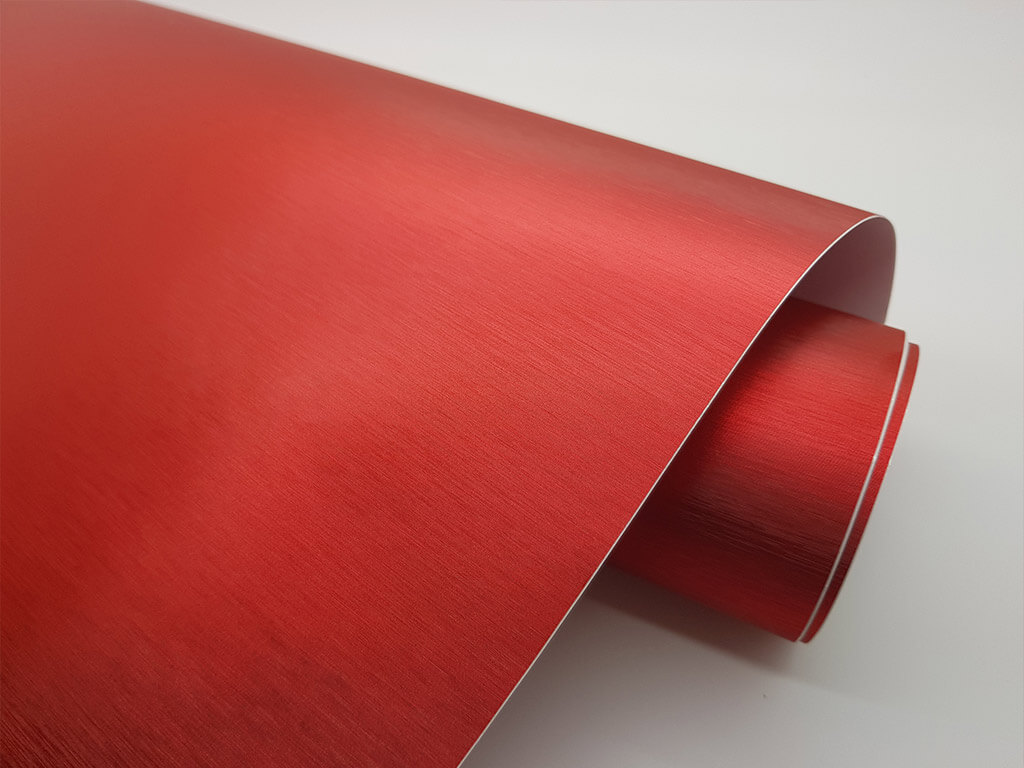 Autocolant cu efect metalic roşu brushed, Folina, 152 cm lăţime