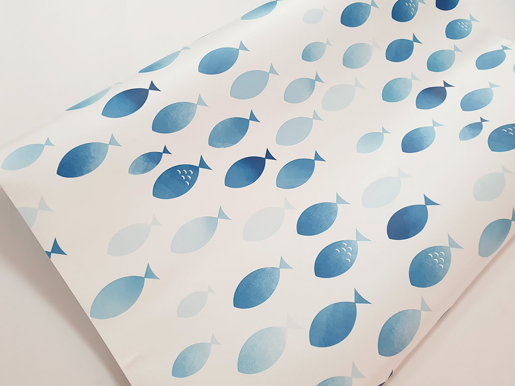 Autocolant decorativ Azuleo, MagicFix, model geometric albastru, 100 cm lăţime