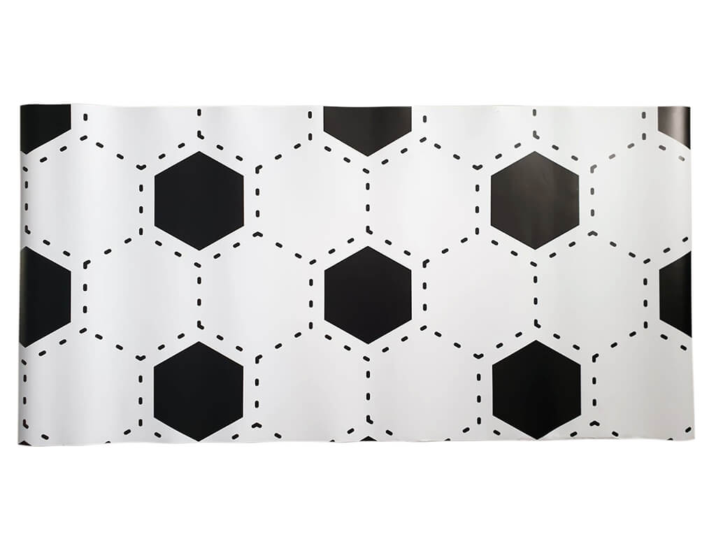 Autocolant decorativ, Folina, alb cu hexagoane negre, rolă de 100x250 cm, racletă inclusă