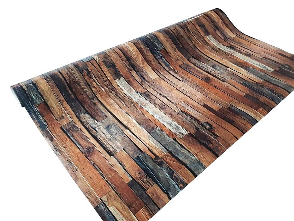 Autocolant gresie şi podele, Folina, lemn maro, 125 cm lăţime
