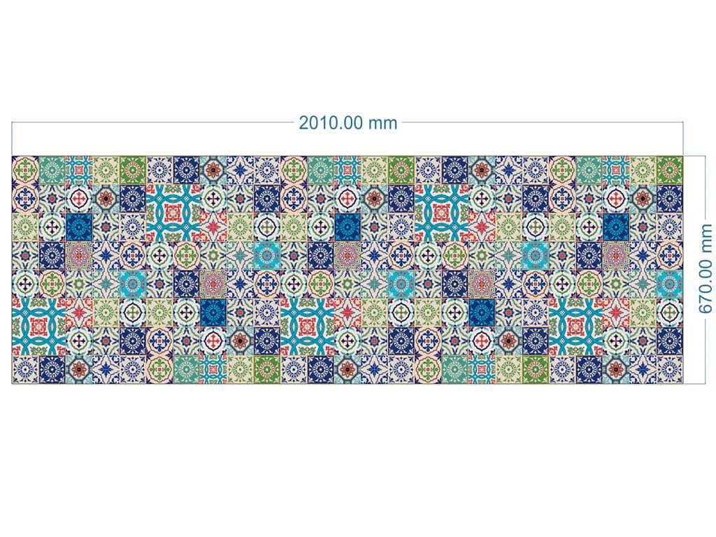 Autocolant faianţă decorativă Patchwork Blue, Folina, autoadeziv, model mozaic arăbesc, multicolor, rolă 67x200 cm