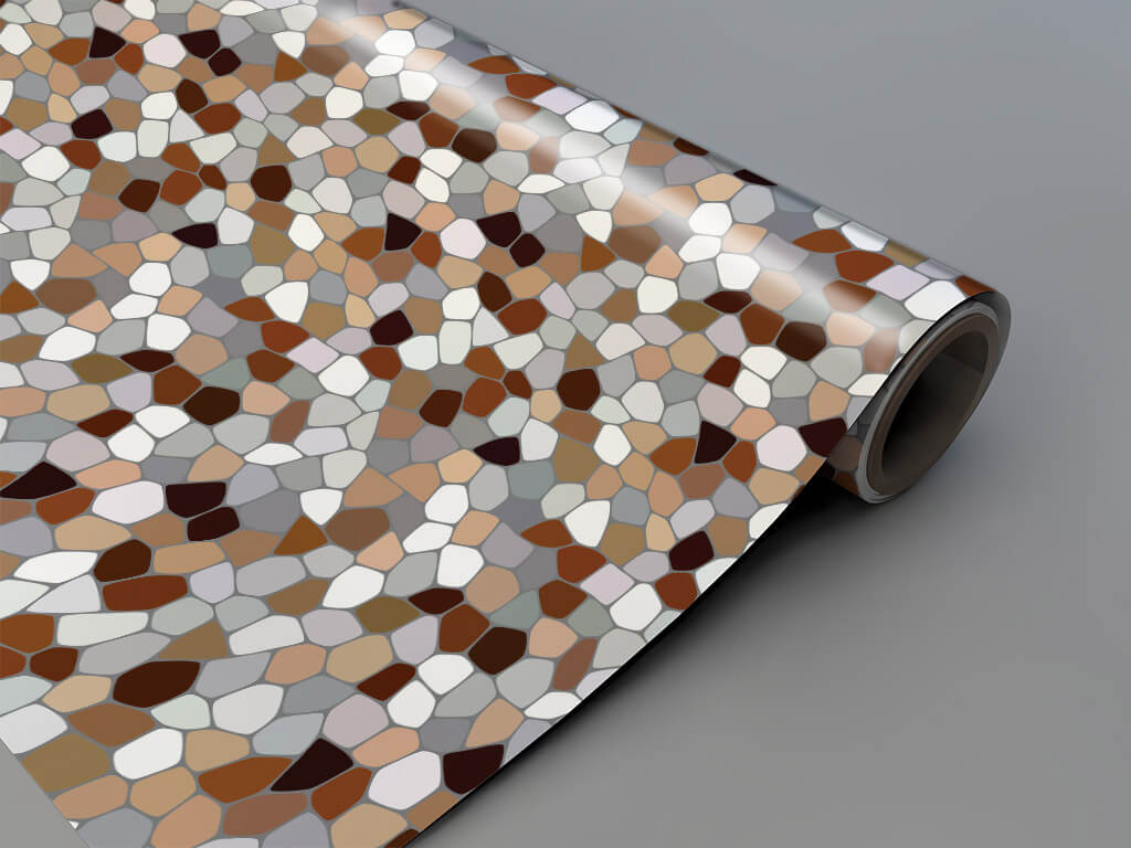Autocolant gresie şi podele, Folina, mozaic maro, 120 cm lăţime