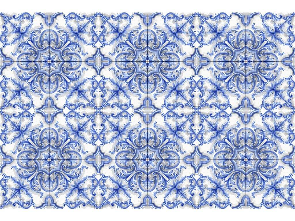 Autocolant perete imitaţie faianţă decorativă albastră, Folina, material rezistent la apă şi căldură, rolă de 60x200 cm