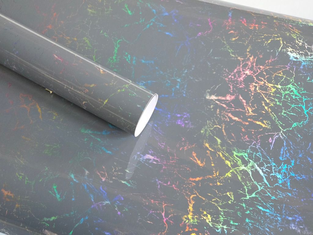 Autocolant marmură gri cu efect holografic, Magic Marble - 75x250 cm