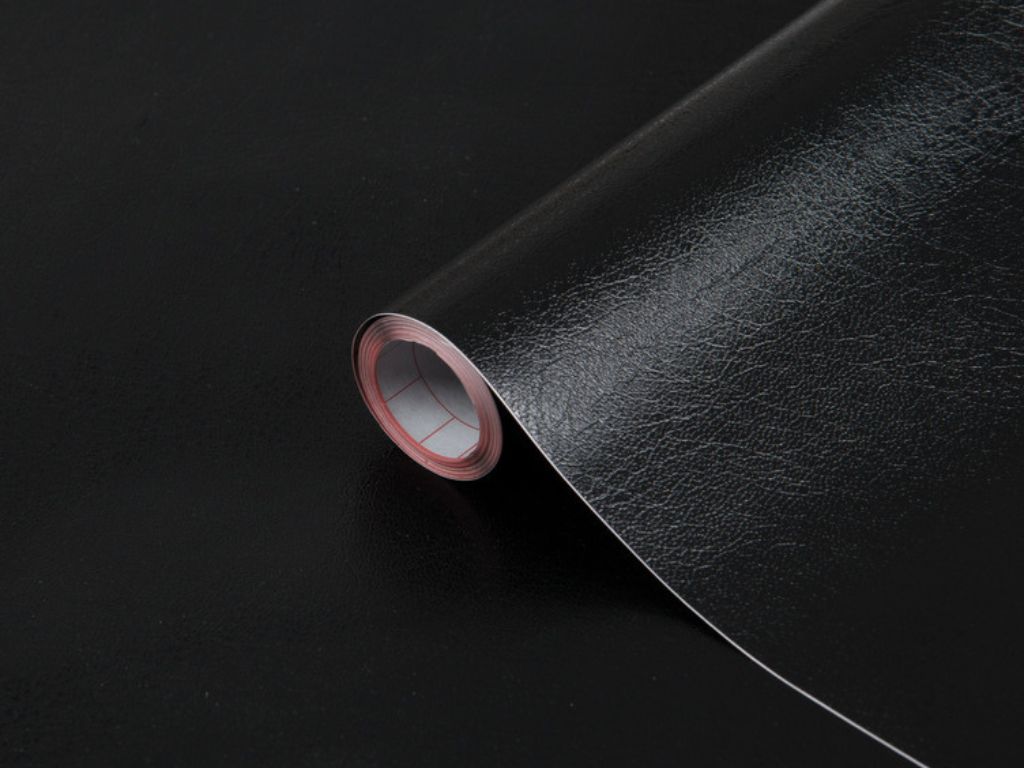 Autocolant decorativ imitaţie piele neagră Leder, d-c-fix, 90 cm lățime
