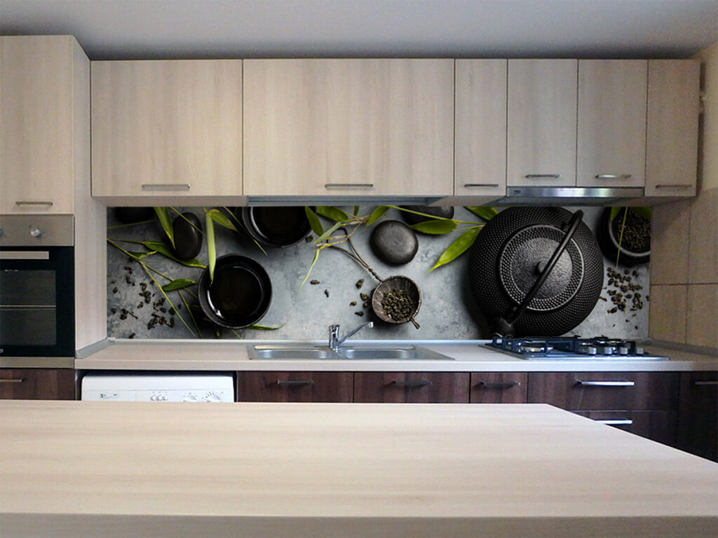 Autocolant perete bucătărie, Folina, model ceainice, rolă de 80x320 cm