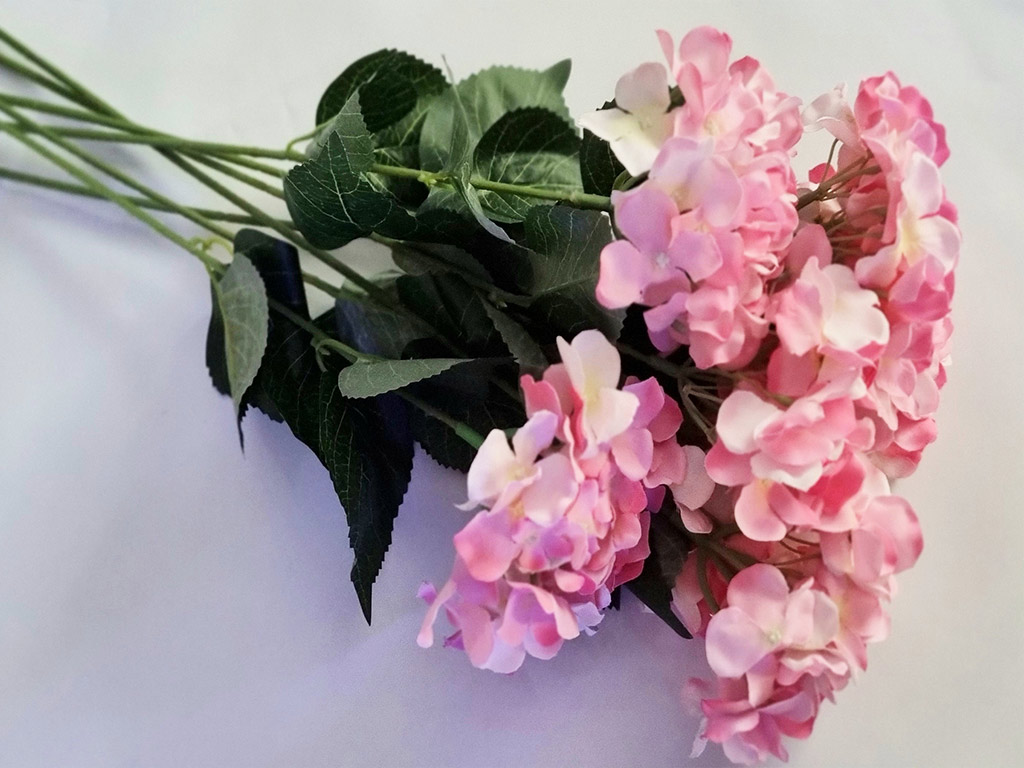 Buchet flori artificiale roz, 7 fire, 60 cm înălţime