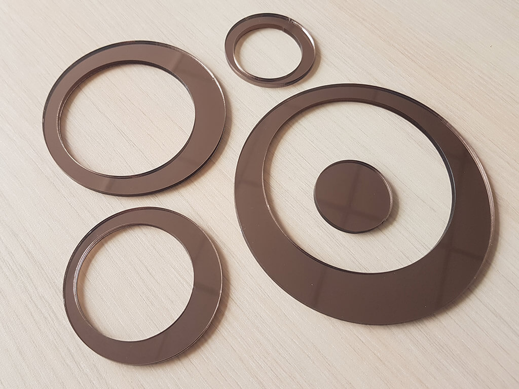 Set 25 stickere cercuri, decoraţiune perete din oglindă bronz