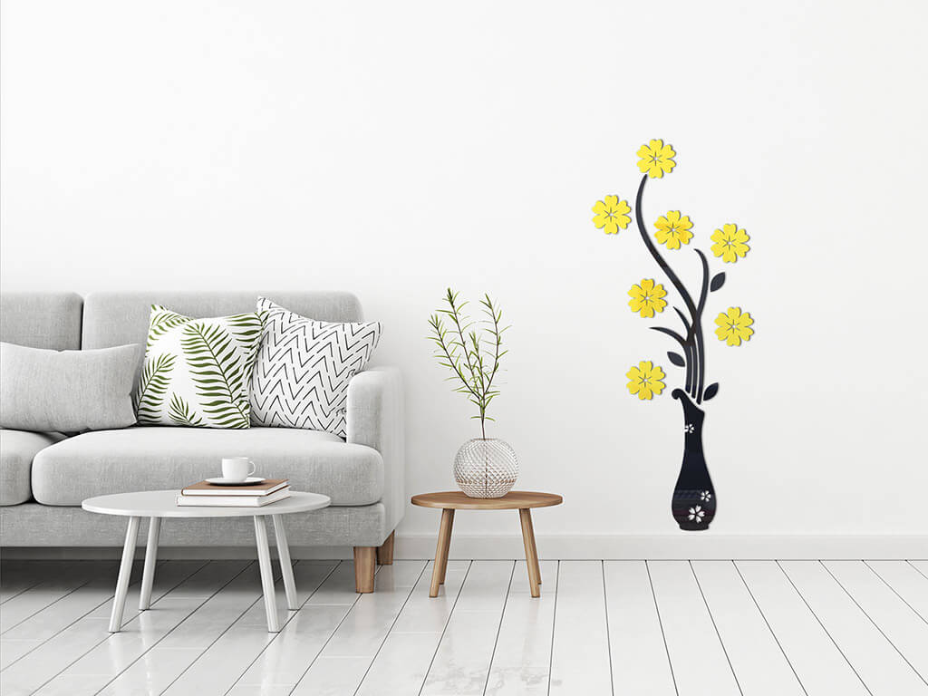 Decoraţiune Perete Vază Cu Flori Galbene