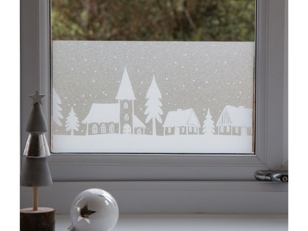 Sticker geam electrostatic, model case Winter border - 20x150 cm