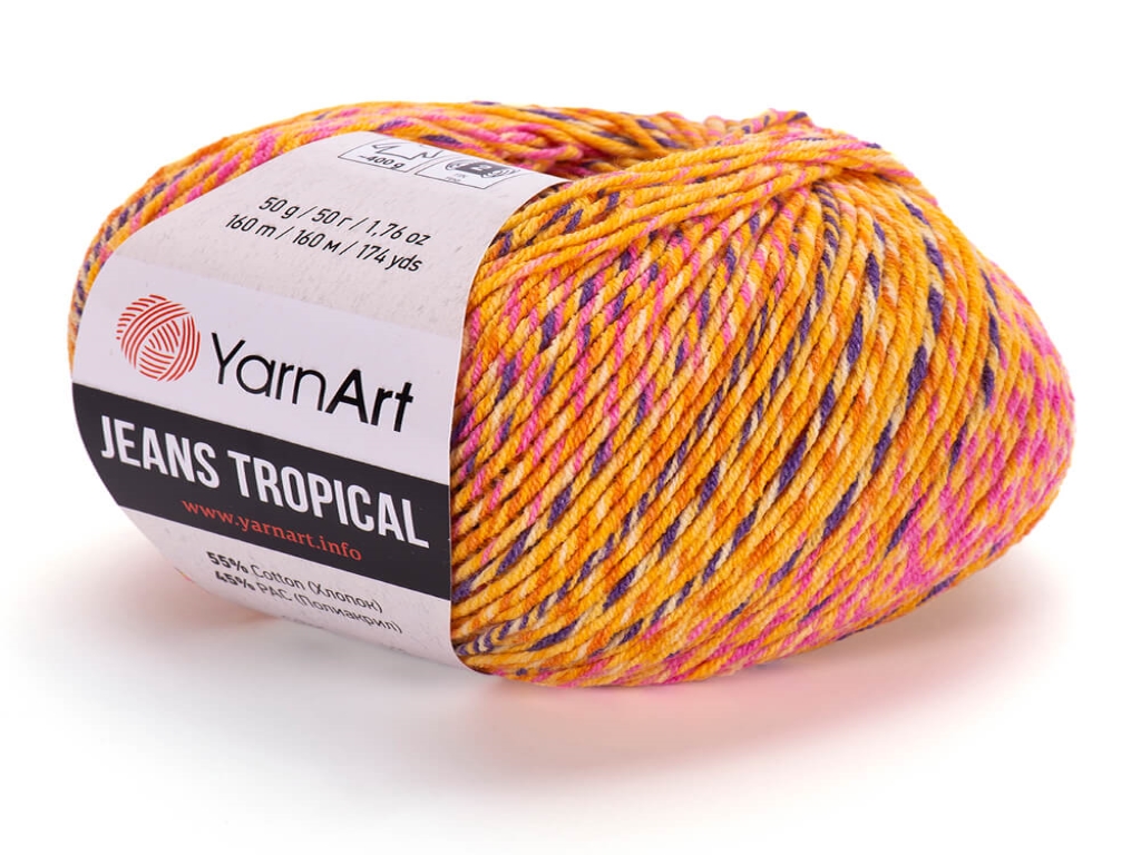 Fir textil Yarn Art Jeans Tropical mix galben 617, pentru tricotat