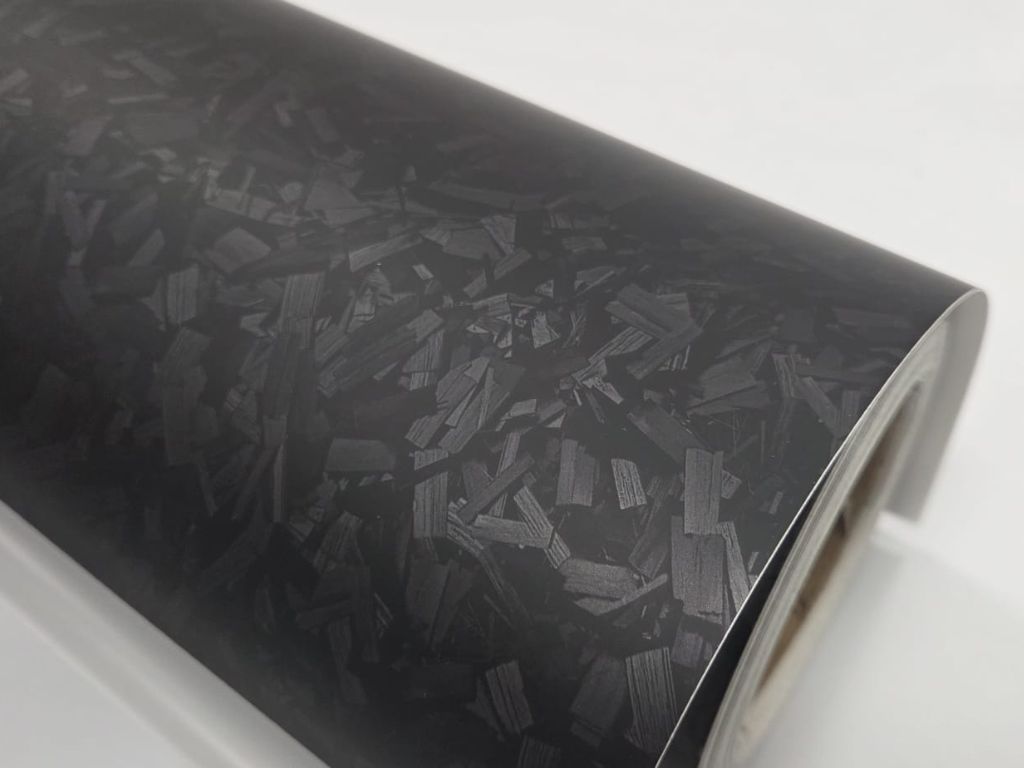 Folie auto carbon forjat negru mat, rolă 75x300 cm
