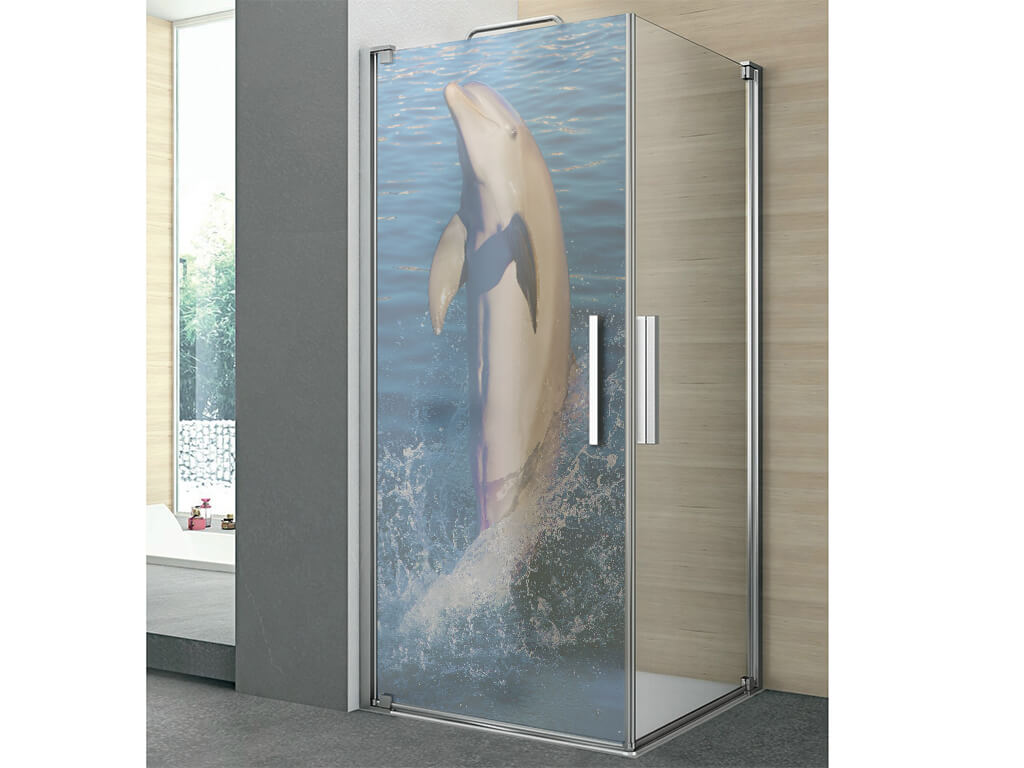 Folie cabină duş, Folina, model delfin, rolă de 100x210 cm