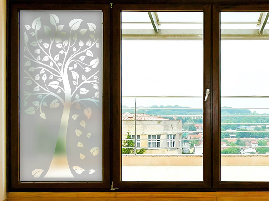 Folie sablare cu model copac, Folina, pentru uşi din sticlă, rolă de 100x210 cm